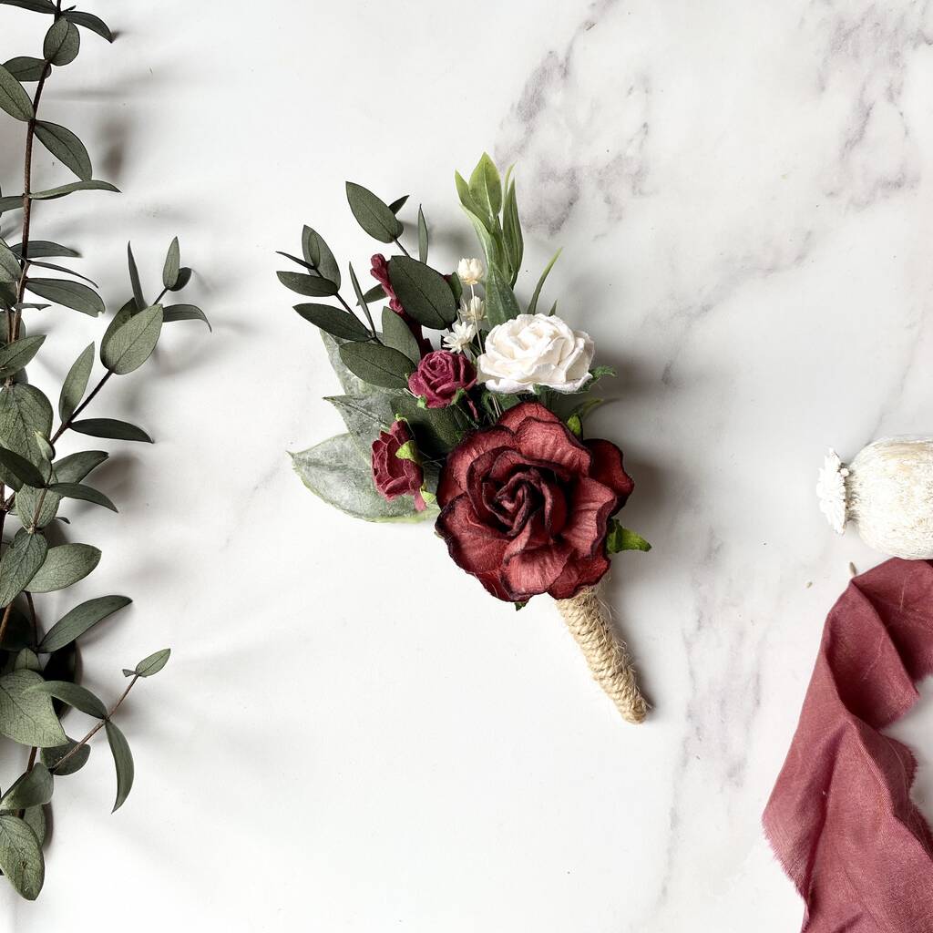 Burgundy Flower Boutonniere