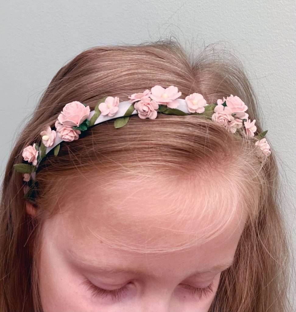 Blush flower girl headband bridesmaid wedding crown hair piece