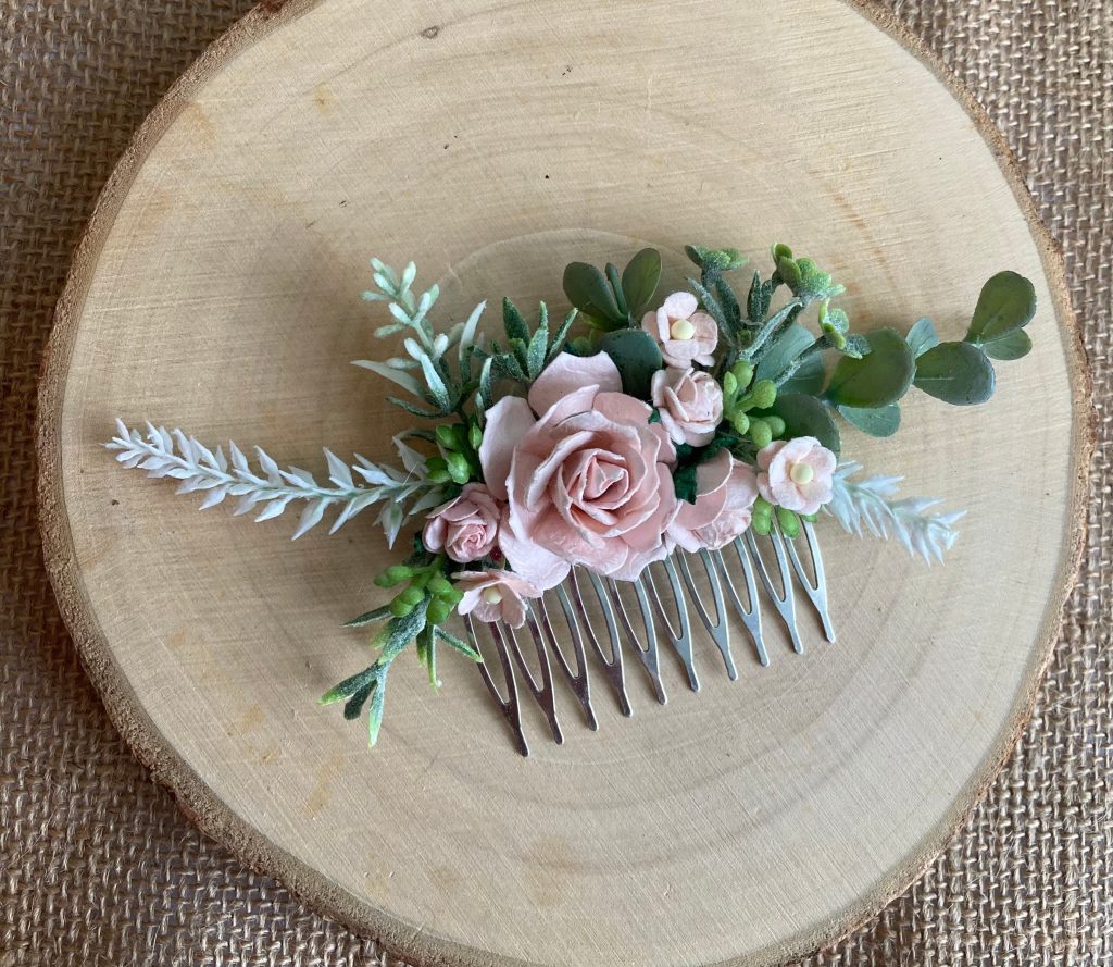 Blush Pink Hair Comb Bridesmaid Blush Pink Wedding Hairpiece