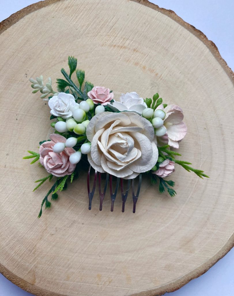 Flower Hair Comb Bridesmaid Hair Comb Blush Pink Hair Piece