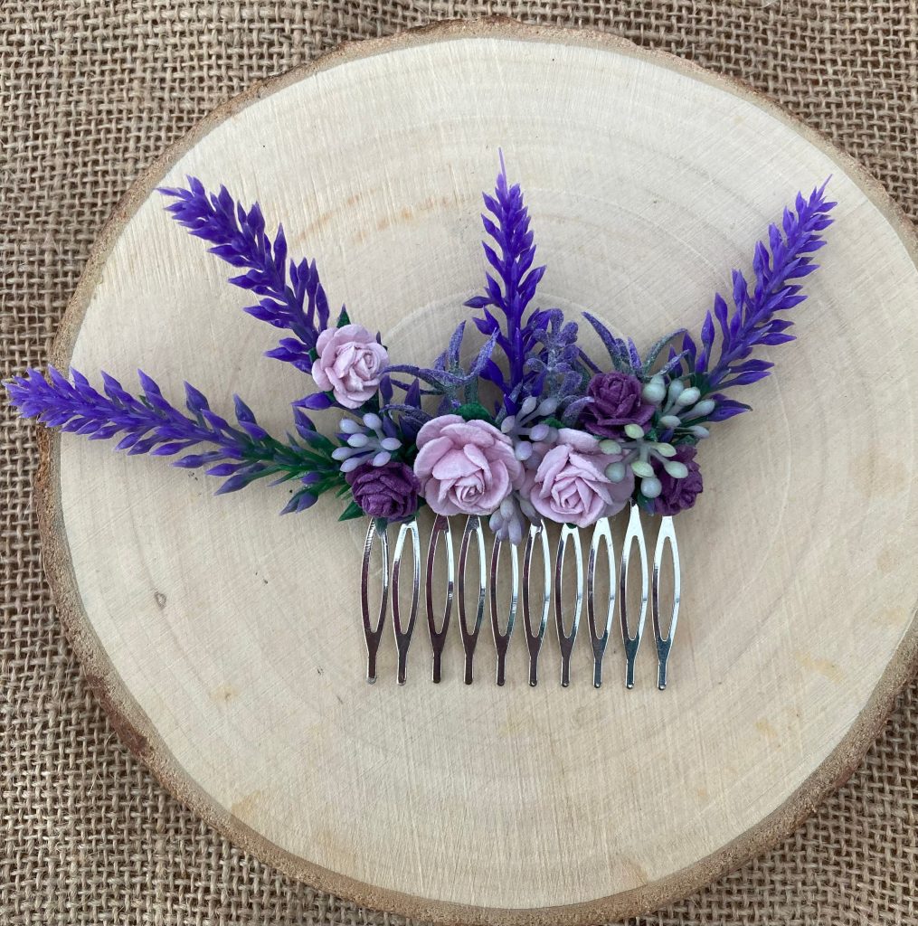 Lilac Lavender Flower Hair Comb Floral Hair Accessories