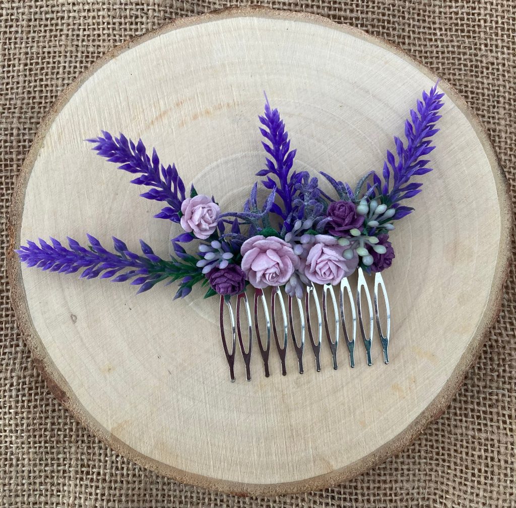 Lilac Lavender Flower Hair Comb Floral Hair Accessories