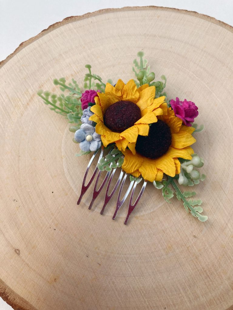 Sunflower Hair Comb Sunflower Bridesmaid Hair Comb