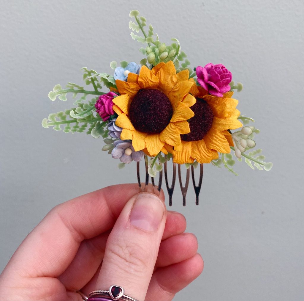 Sunflower Hair Comb Sunflower Bridesmaid Hair Comb