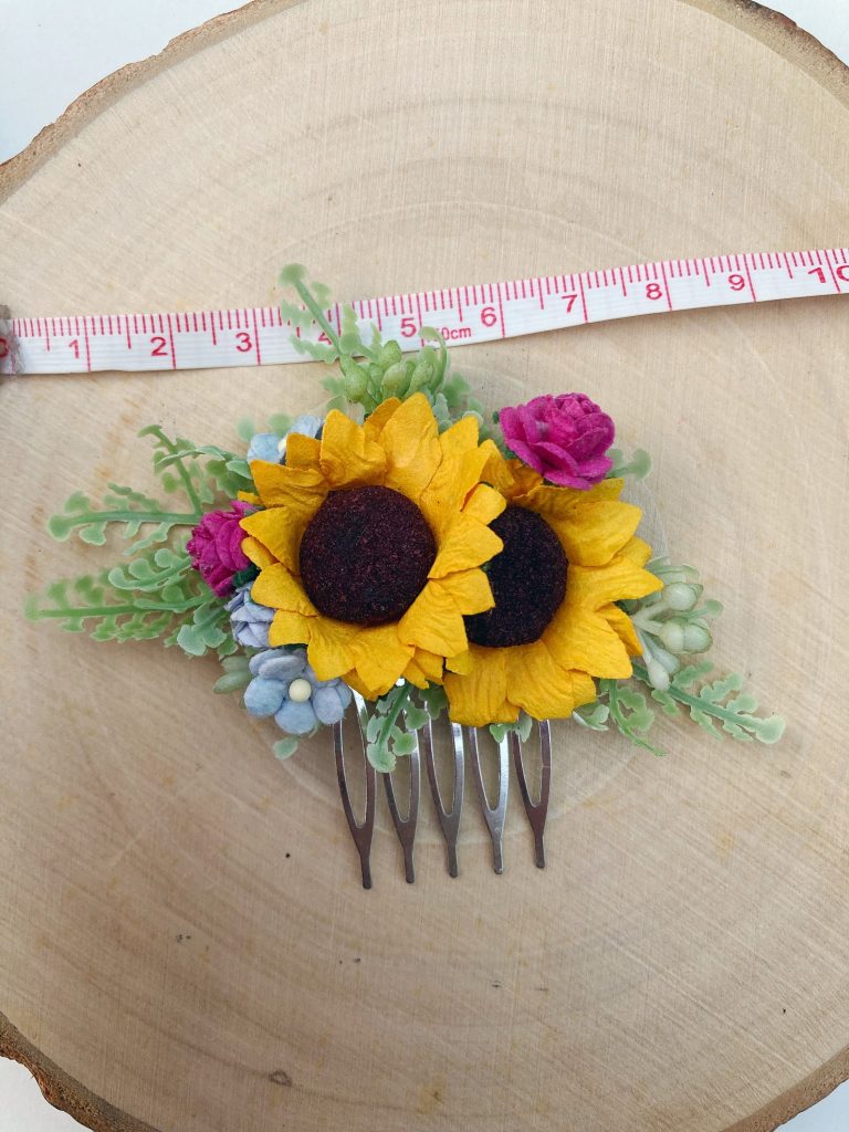 Sunflower Hair Comb Sunflower Bridesmaid Hair Comb