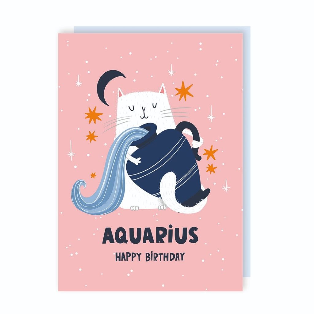 Aquarius Zodiac Birthday Card Astrology Stars Cute Funny Star Sign