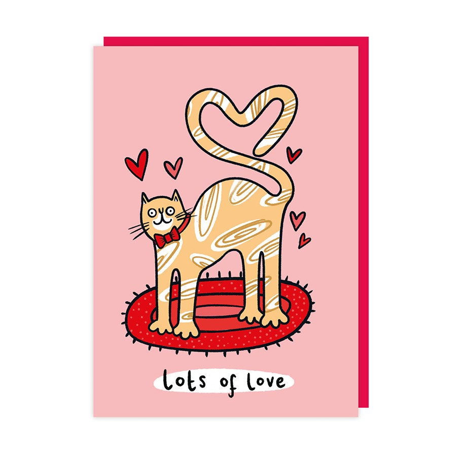 Cute Cat Heat Tail Card - Funny - Valentines - Anniversary - Love 