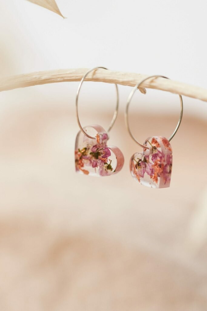 Pressed Flowers Earrings, Resin Flower Jewelry, Unique Gift For Grad,preserved  Flowers, Boho, Minima on Luulla