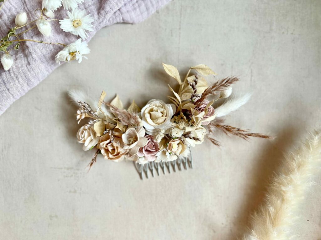 Boho Bridal Dried Flower Hair Comb Bridal Hair Accessories