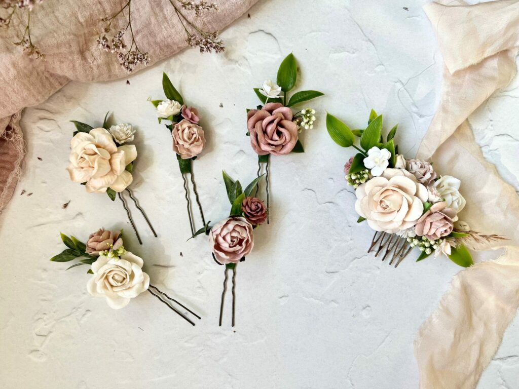 Flower Hair Comb Pink Bridal Hair Piece Wedding Hair Piece