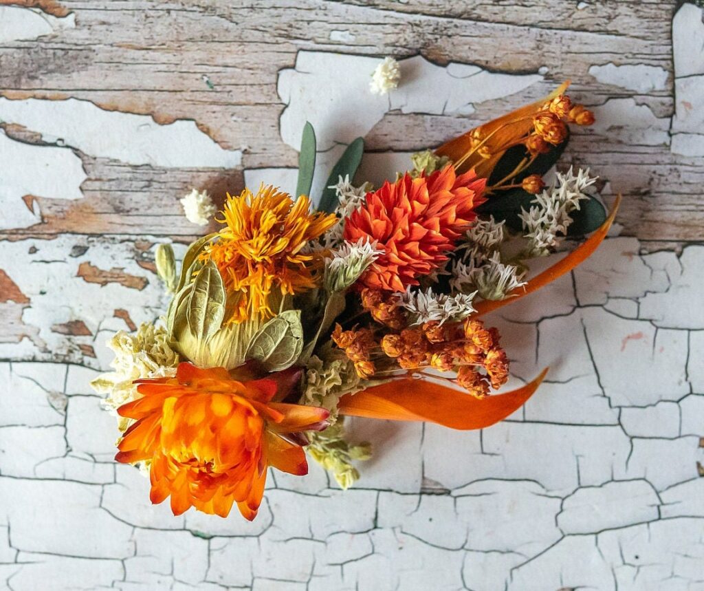 Orange Dried Flower Hair Clip. Personalised With Natural Flowers. Festival Wedding Hair Piece Bride Bridesmaid Accessory Grip Pins Comb