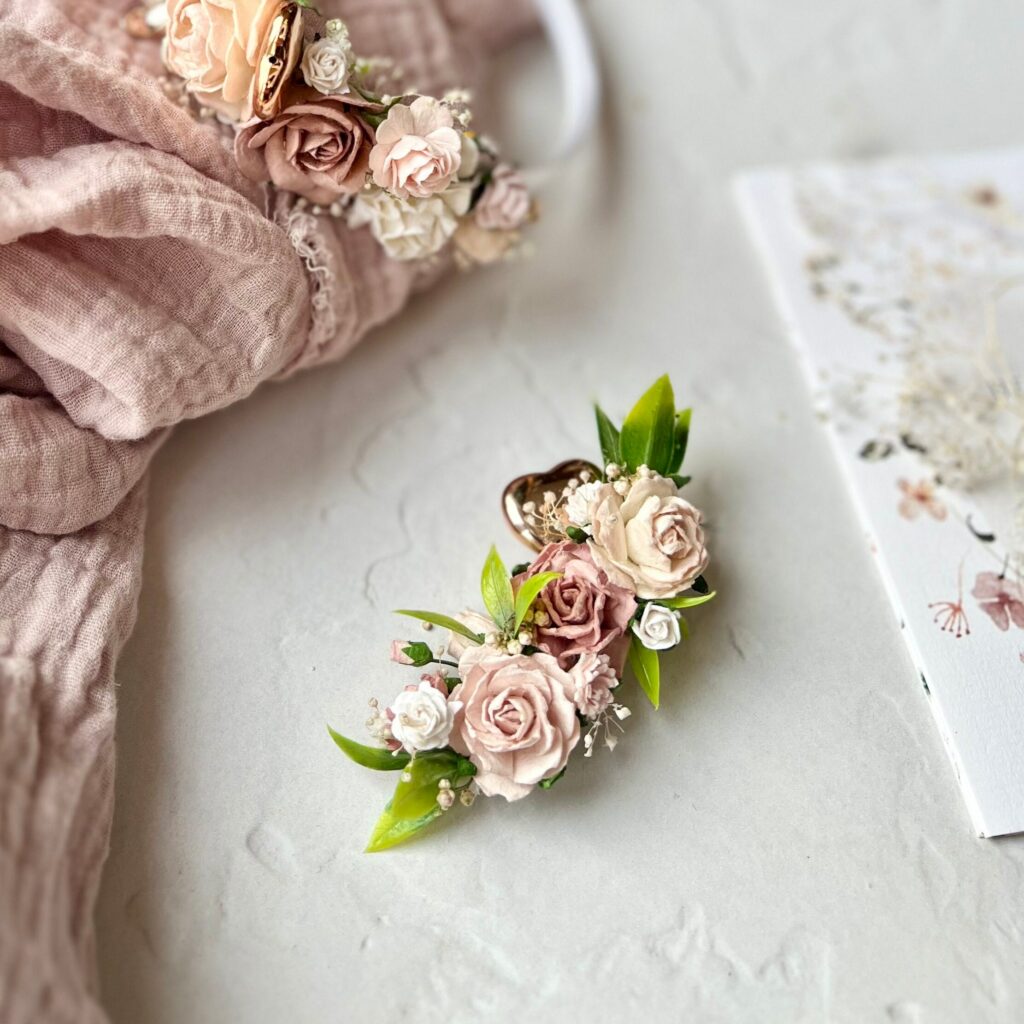 Dusty Rose and Blush Pink Hair Clip Bridesmaid Hair Clip